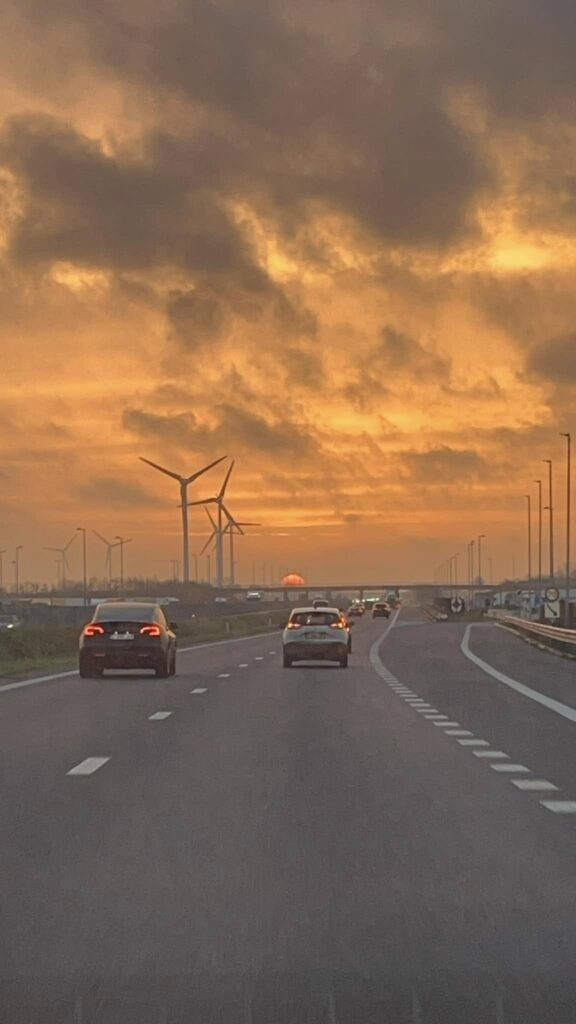 Drive Back, Sunset, Calais, France